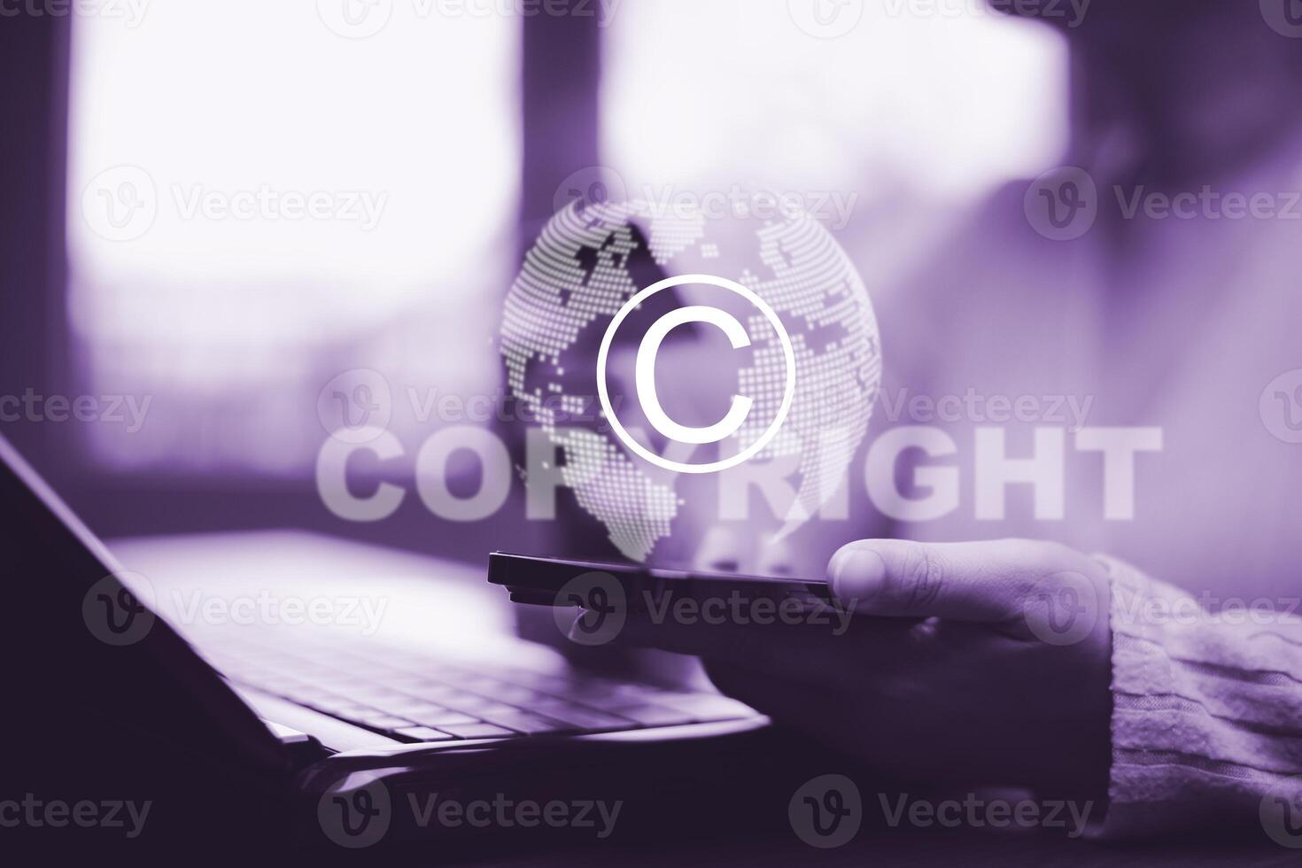 patents and intellectual property protection law and rights Intellectual property symbol of copyright icon. photo