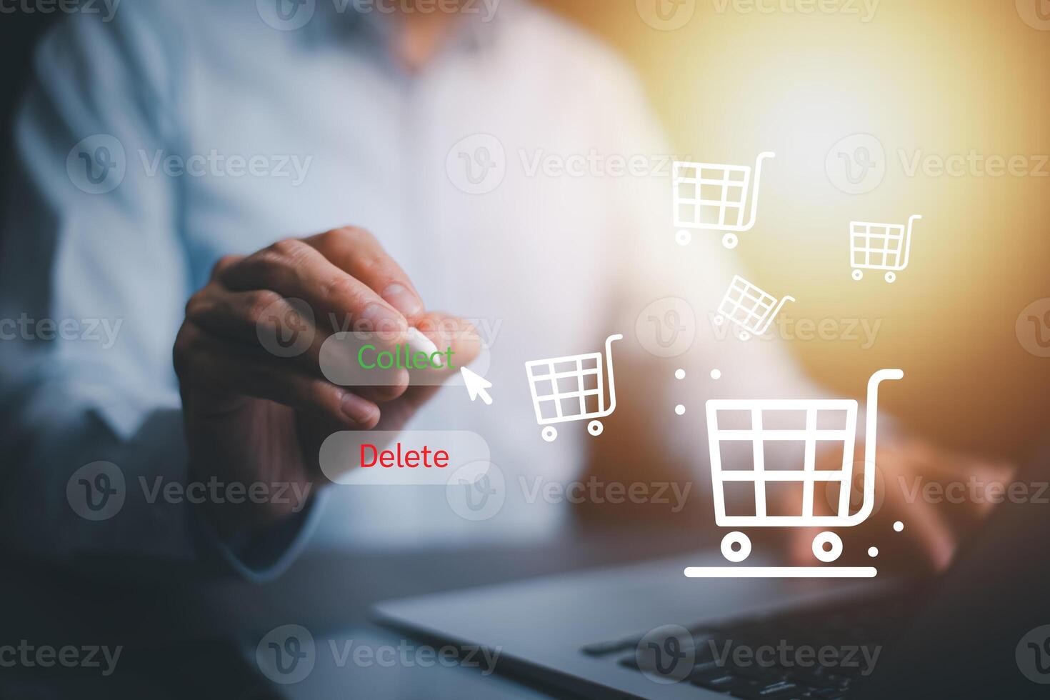 online shopping concept, marketplace website with virtual interface of online Shopping cart part of the network, Online shopping business with selecting shopping cart. photo