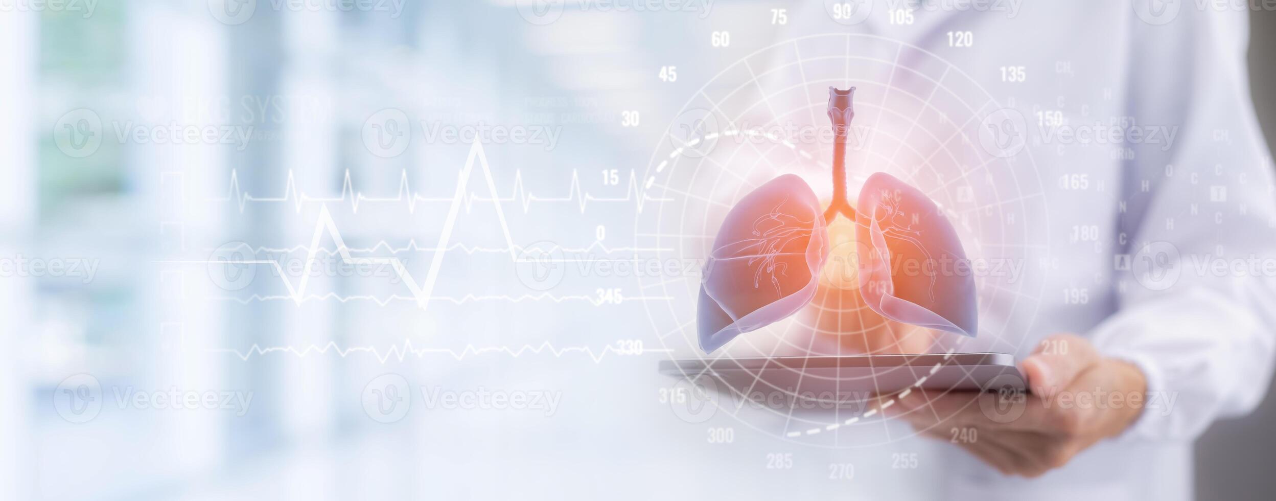 Medical doctor and medical technology and futuristic concept, Doctor using laptop and health medical network connection icon on virtual screen interface, Modern medical technology and innovation. photo