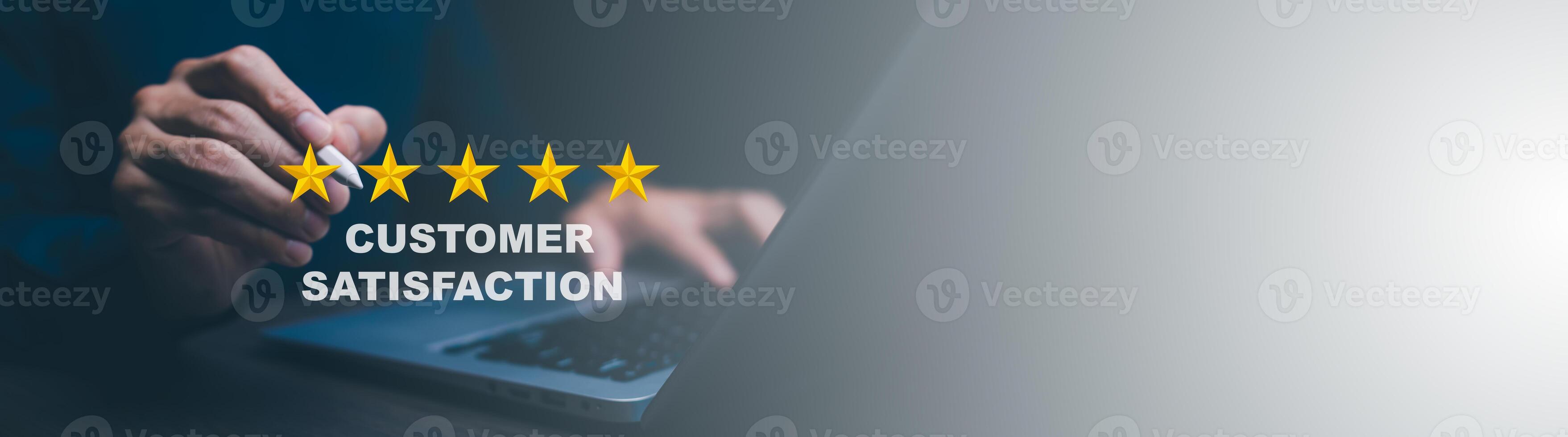 Concept of satisfaction rating.Quality and standards in customer service.User satisfaction.Customer service experience and business satisfaction survey. photo