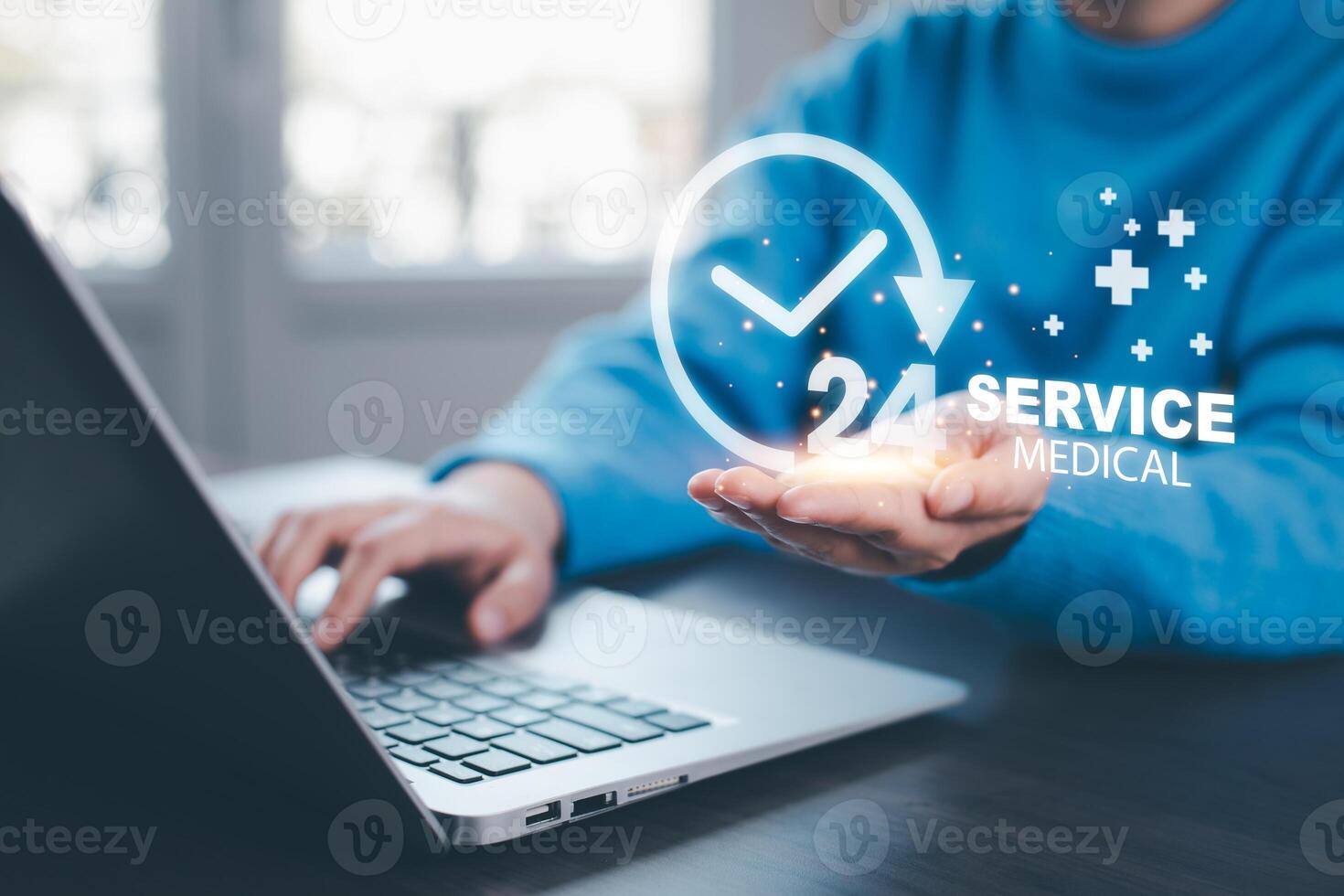 Business people using Smartphone and Medical Service in hospital with Emergency SOS online App concept. Nonstop service treatment service and healthcare medical, health and access healthcare. photo