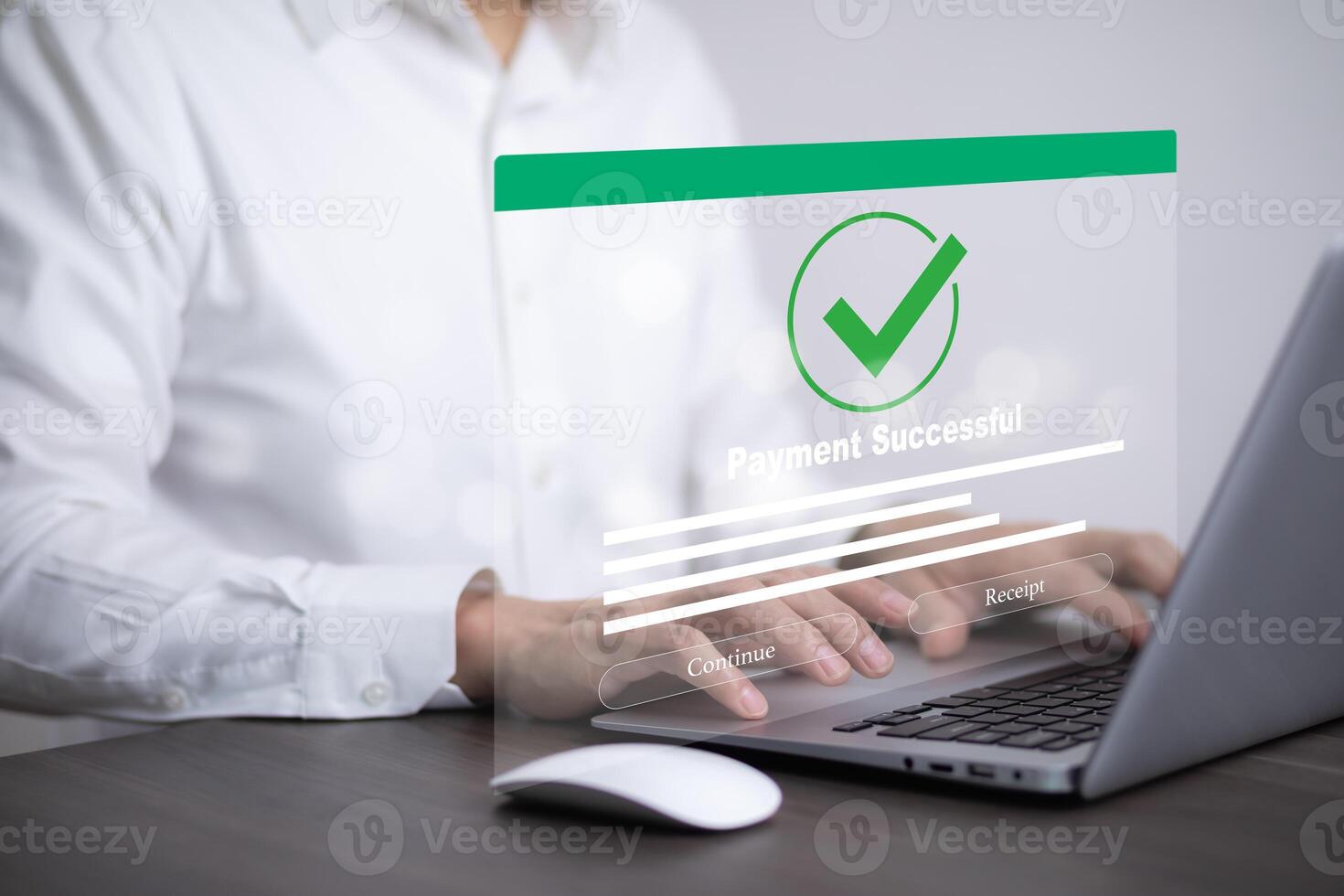 Online payment with digital marketing, Smartphone with banking online bill payment Approved concept button, credit card and network connection icon on business technology virtual screen background photo