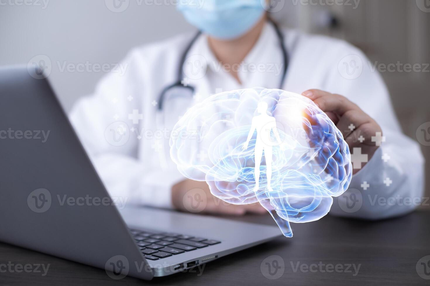 deoxyribonucleic acid and brain concept ,biochemical research ,human DNA detection graph Checking for abnormalities in the body, science and experiment concept photo