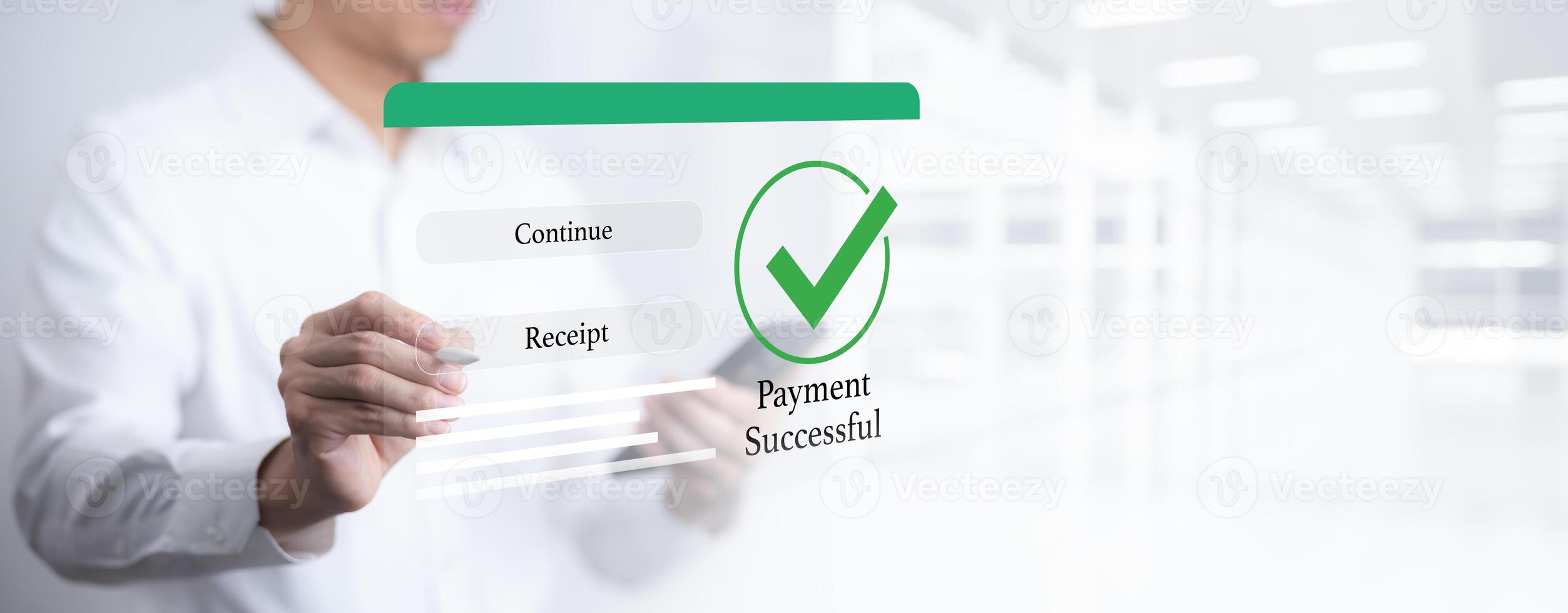 Online payment with digital marketing, Smartphone with banking online bill payment Approved concept button, credit card and network connection icon on business technology virtual screen background photo