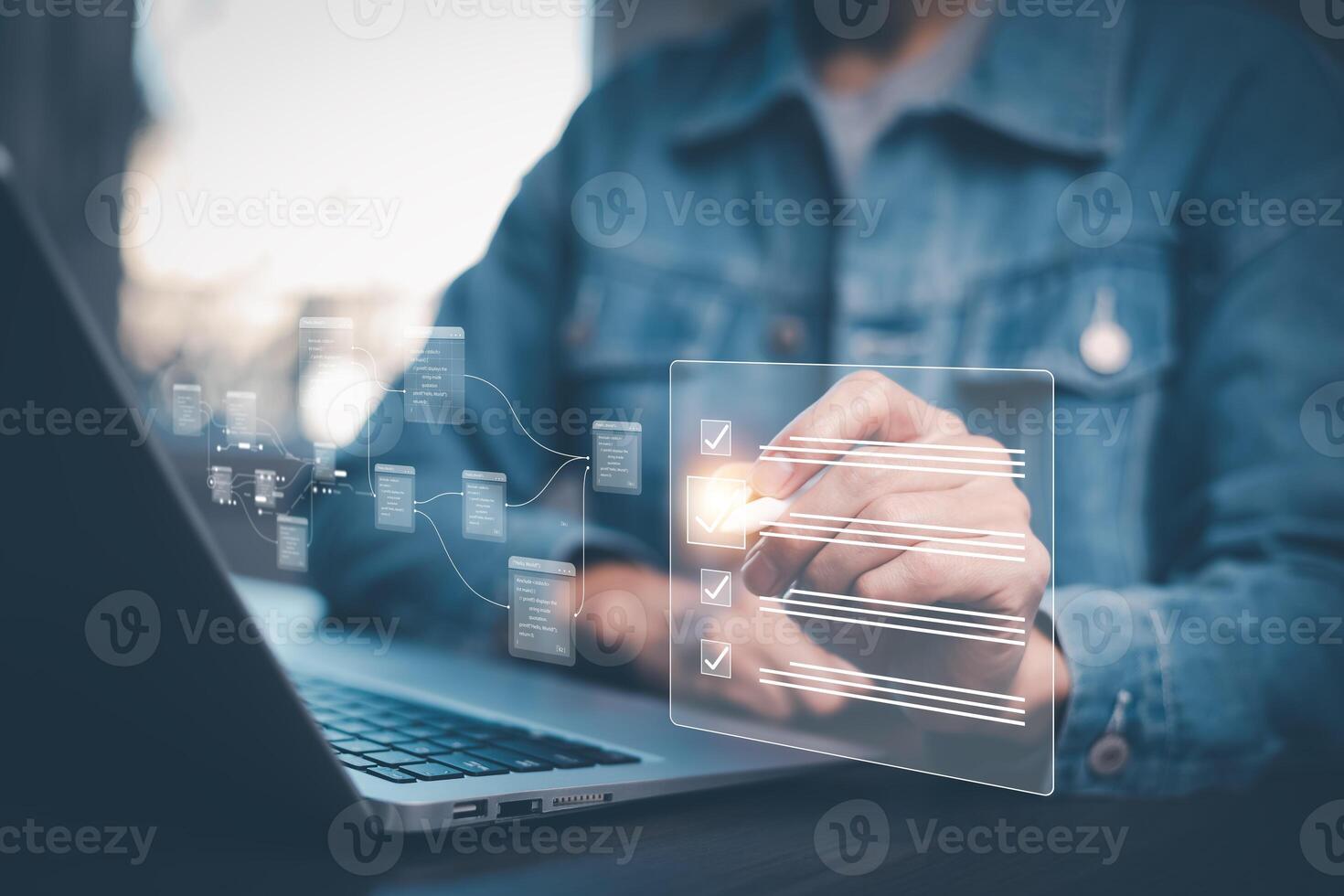 checklist and clipboard task documentation management, business people working laptop checklist questionnaire assessment form, online survey online exam Choosing the right answer in the exam photo