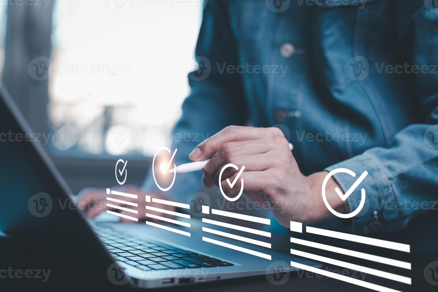 checklist and clipboard task documentation management, business people working laptop checklist questionnaire assessment form, online survey online exam Choosing the right answer in the exam photo