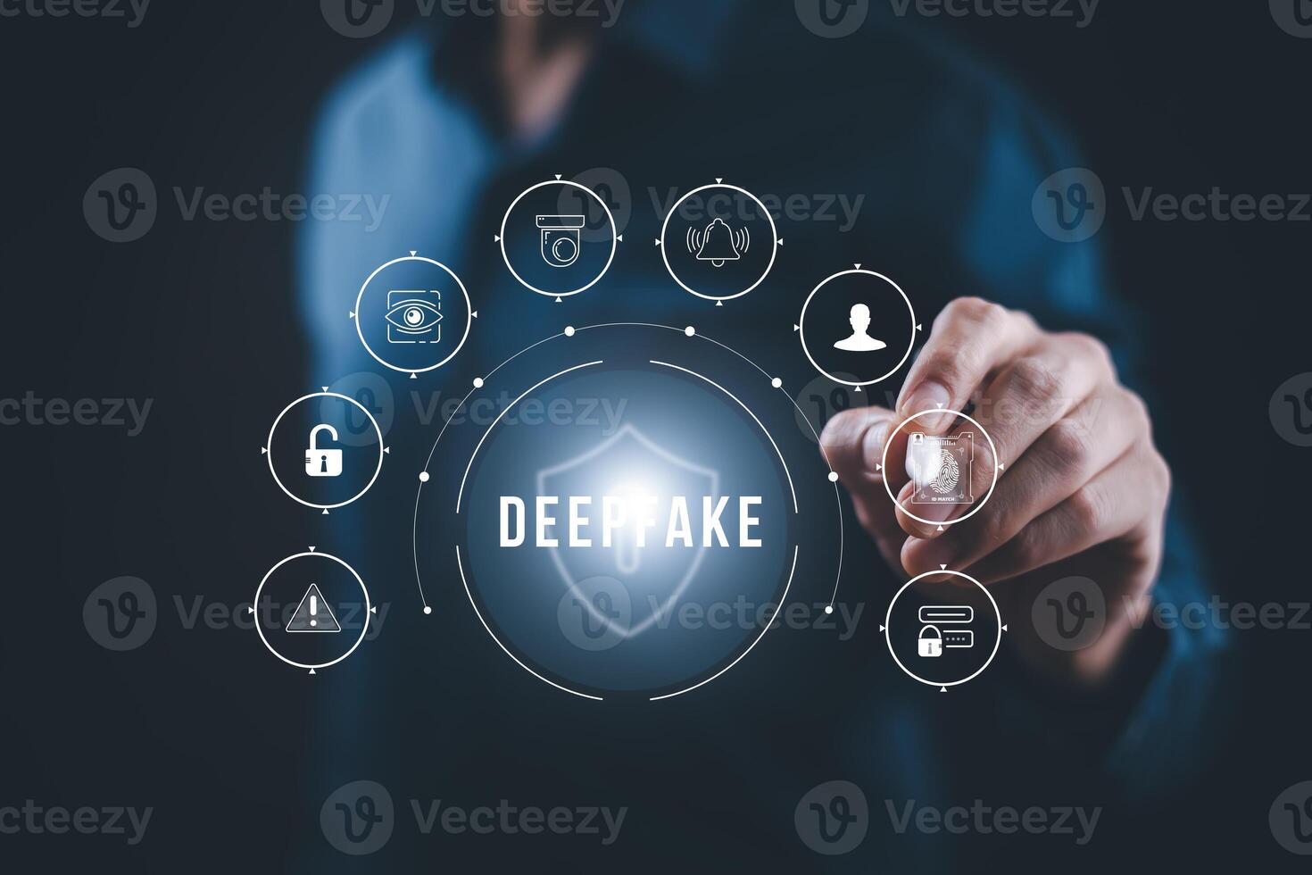 Deepfake concept ,Facial tracking, detection and recognition technology, Security system. photo