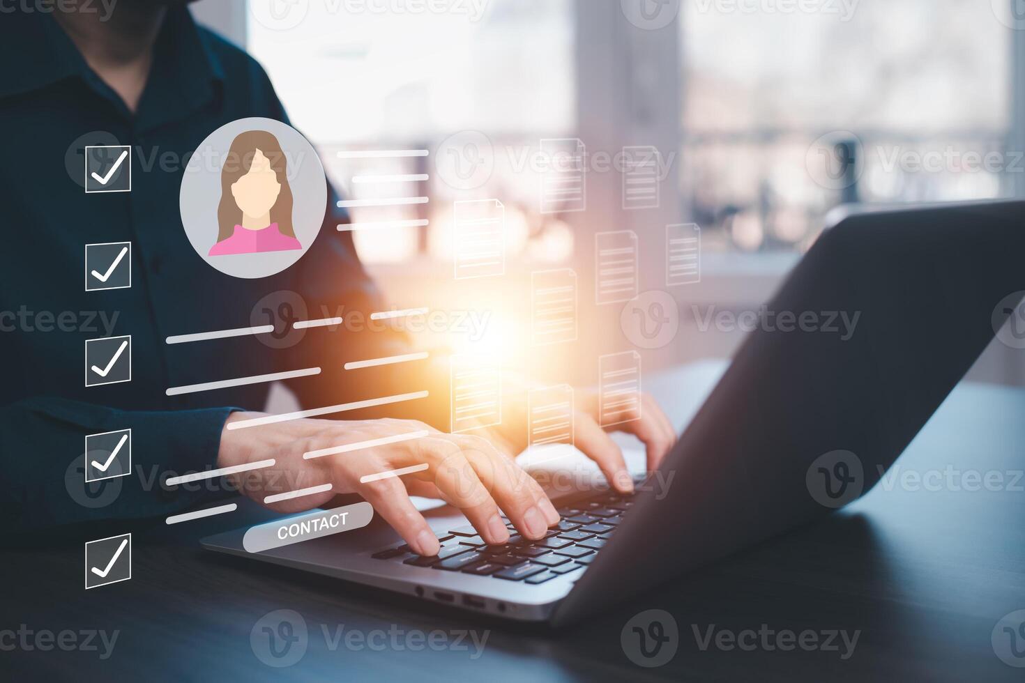 HR or Hiring Human Resources with Document Management Checking System, online documentation database and process manage files, Concept privacy policy and unemployment finding a job, photo