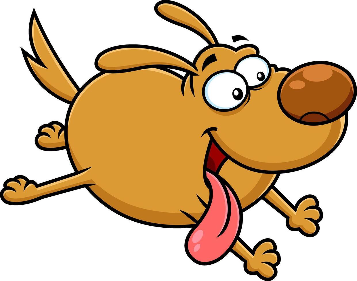 Happy Dog Cartoon Character Running With Sticking Out Tongue vector