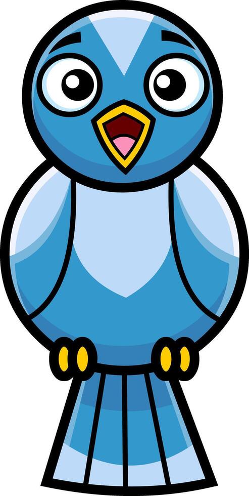Blue Bird Cartoon Character Singing. Hand Drawn Illustration vector