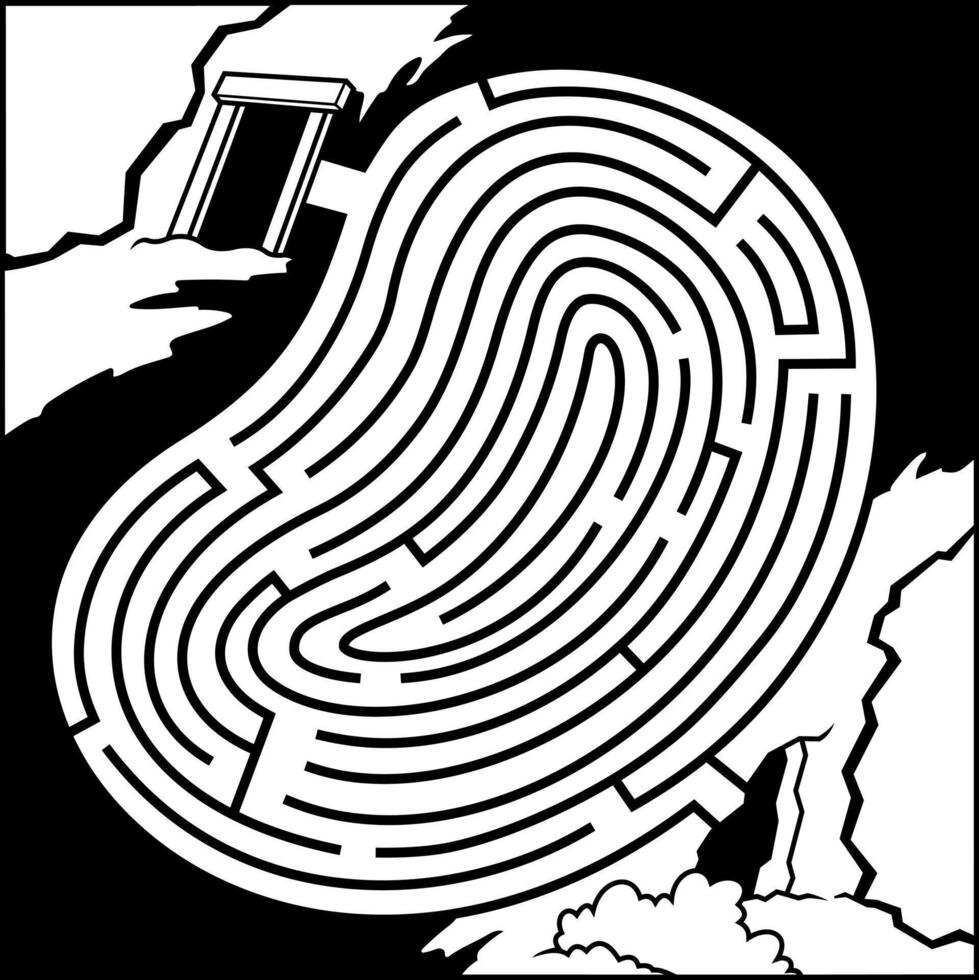 Cartoon Maze Game Education For Kids You Have To Go Through The Dungeons Of The Cave vector