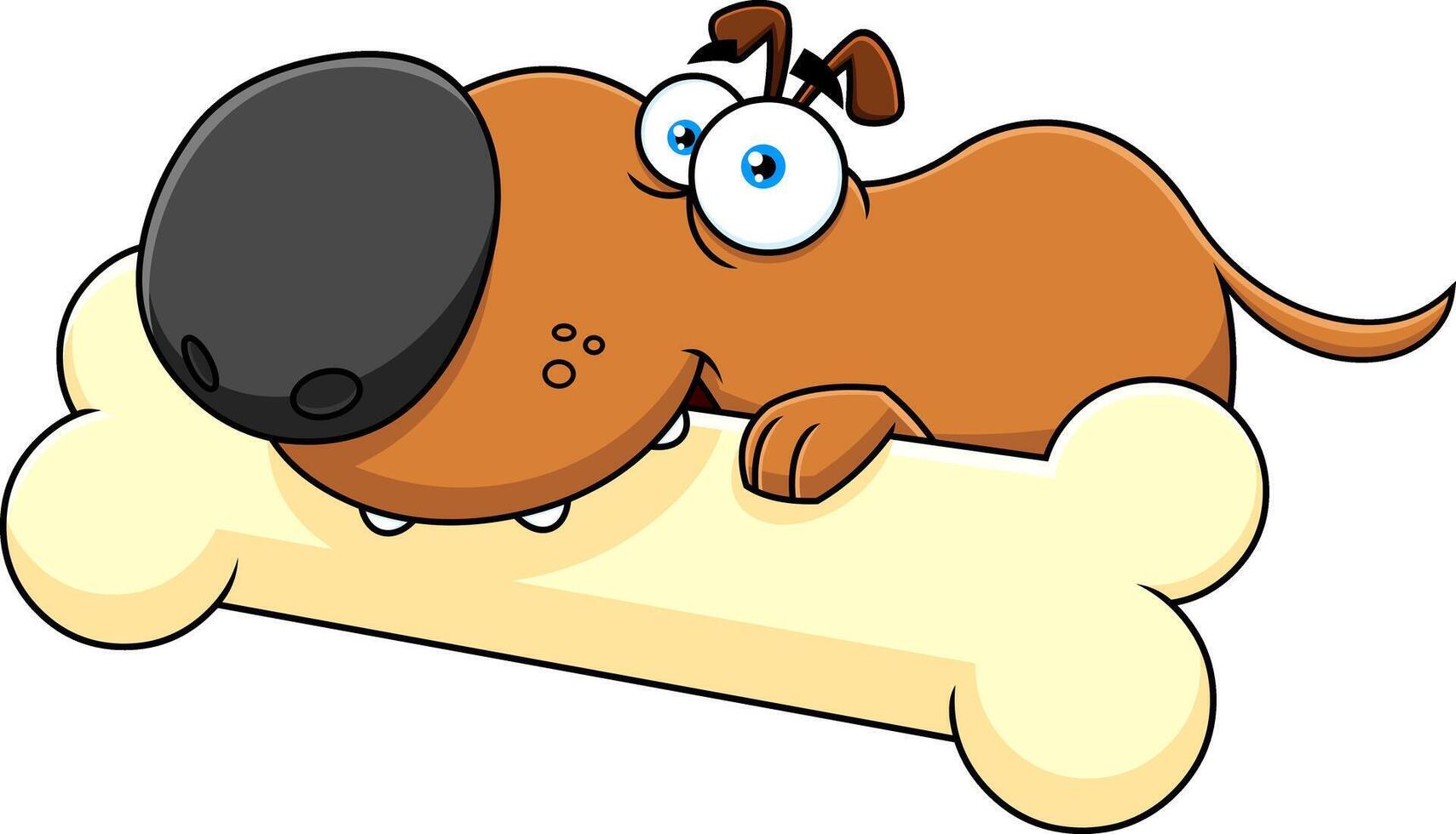 Cute Dog Cartoon Character Gnawing On Bone vector