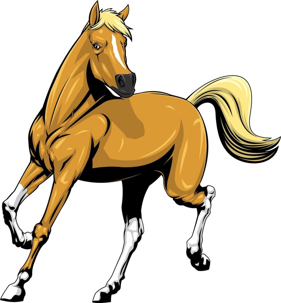 Beautiful Cartoon Horse Running. Hand Drawn Illustration vector