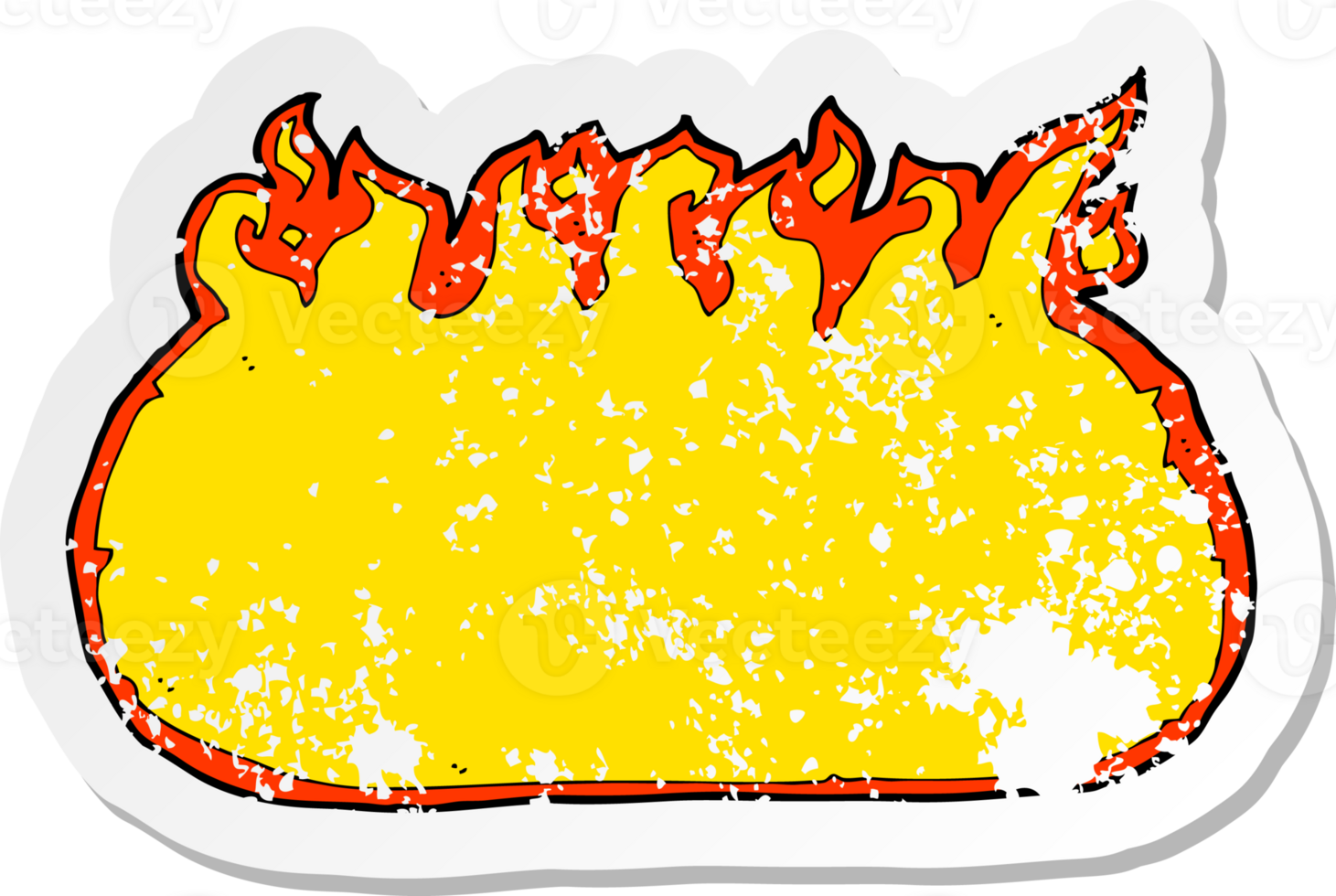 retro distressed sticker of a cartoon fire border drawing png
