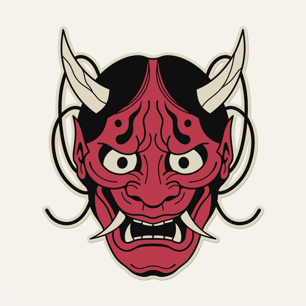 Hannya mask illustration vector