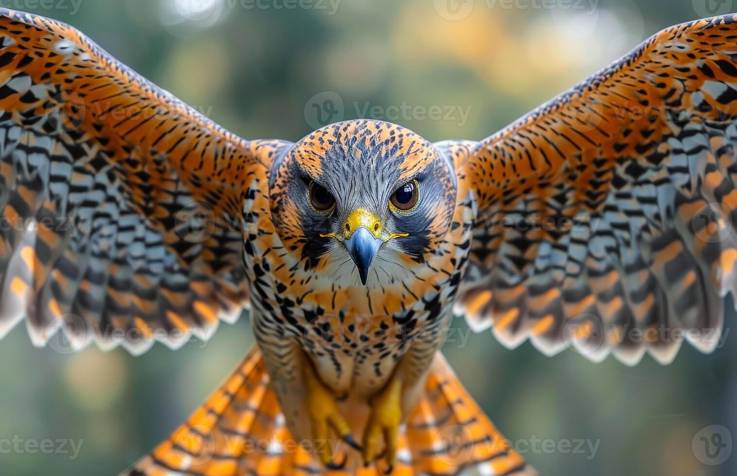 The beautiful bird of prey. A photo of an falcon flying in the air