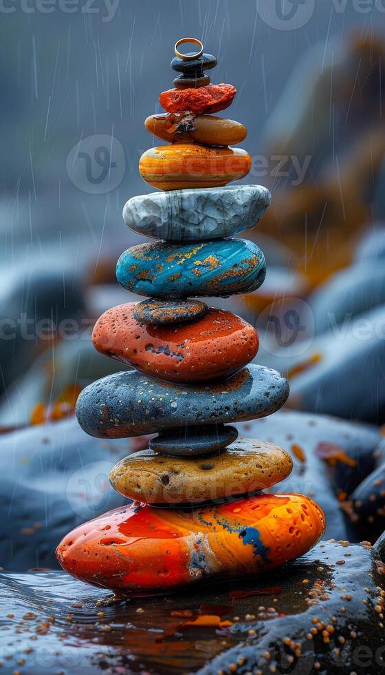 Stack of colorful stones photo