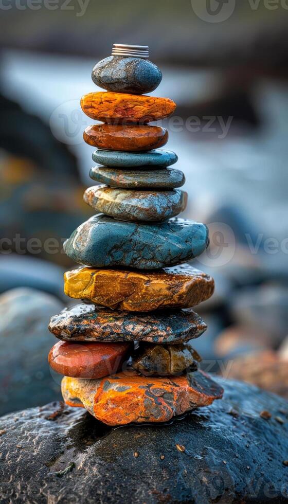 Stack of colorful stones photo