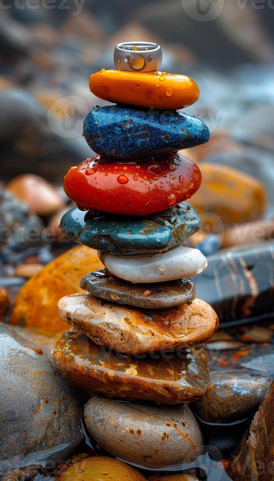 Stack of colorful stones photo
