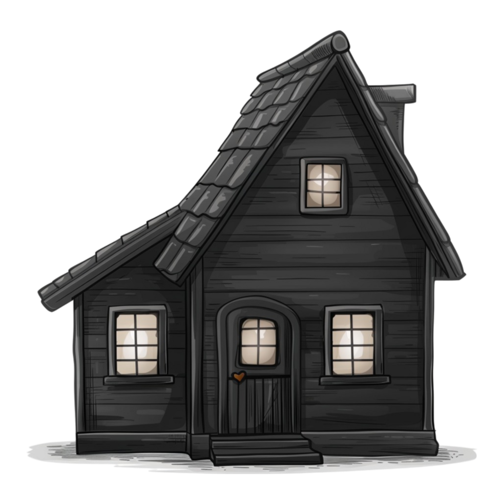 a black house with a chimney png