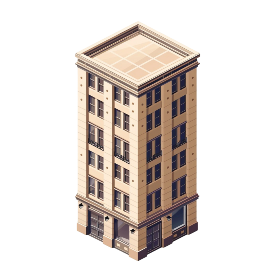 isometric building with a window on the side png