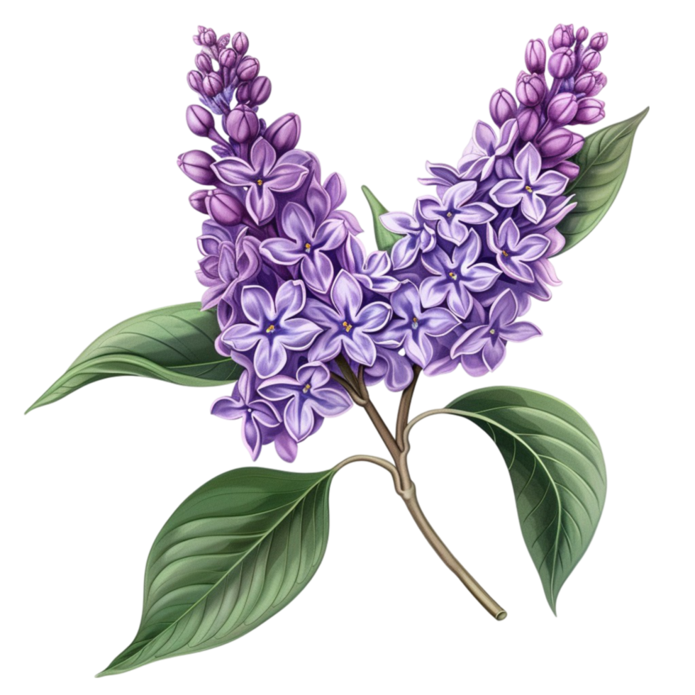 lilac flowers on a branch with leaves png