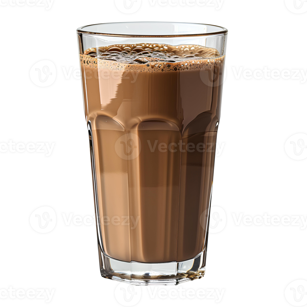 Glass of chocolate milk . Chocolate milk in a glass isolated. Milk and cacao . Breakfast beverage png