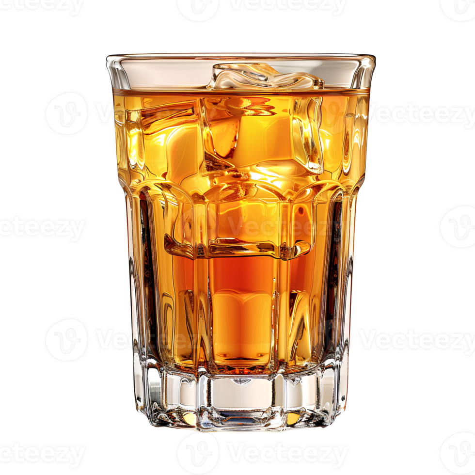 Glass of peach ice tea . Lemon ice tea as summertime refreshment isolated. Glass of ice tea with lemon slice and ice cubes . Non alcoholic beverage in glass png