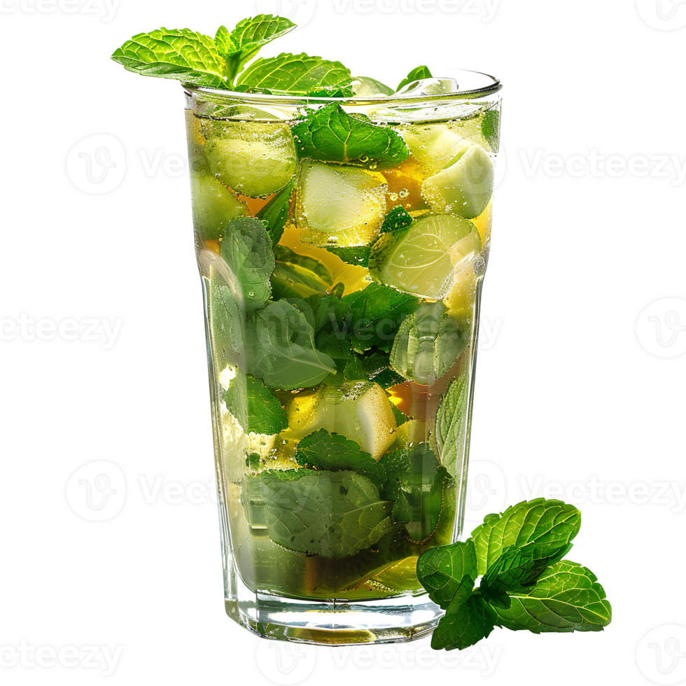 Mojito cocktail . Alcoholic beverage Mojito in glass with mint leaf isolated. Lime and mojito as refreshment during summertime heats. Cocktail in glass png