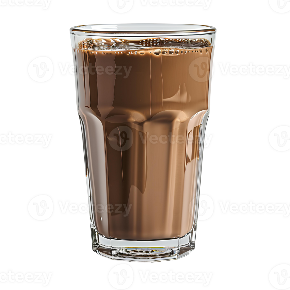 Glass of chocolate milk . Chocolate milk in a glass isolated. Milk and cacao . Breakfast beverage png