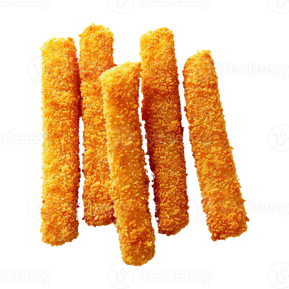 Delicious fish stick set on transparent background. png