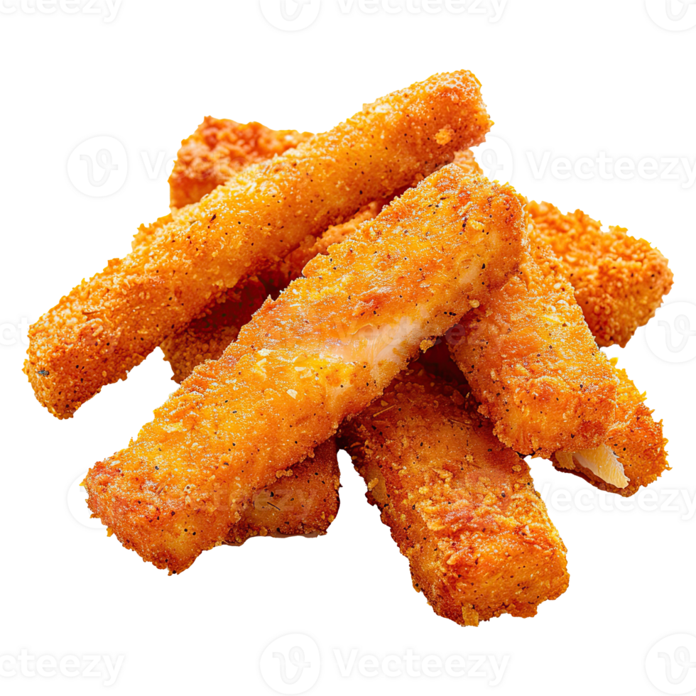 Delicious fish stick set on transparent background. png