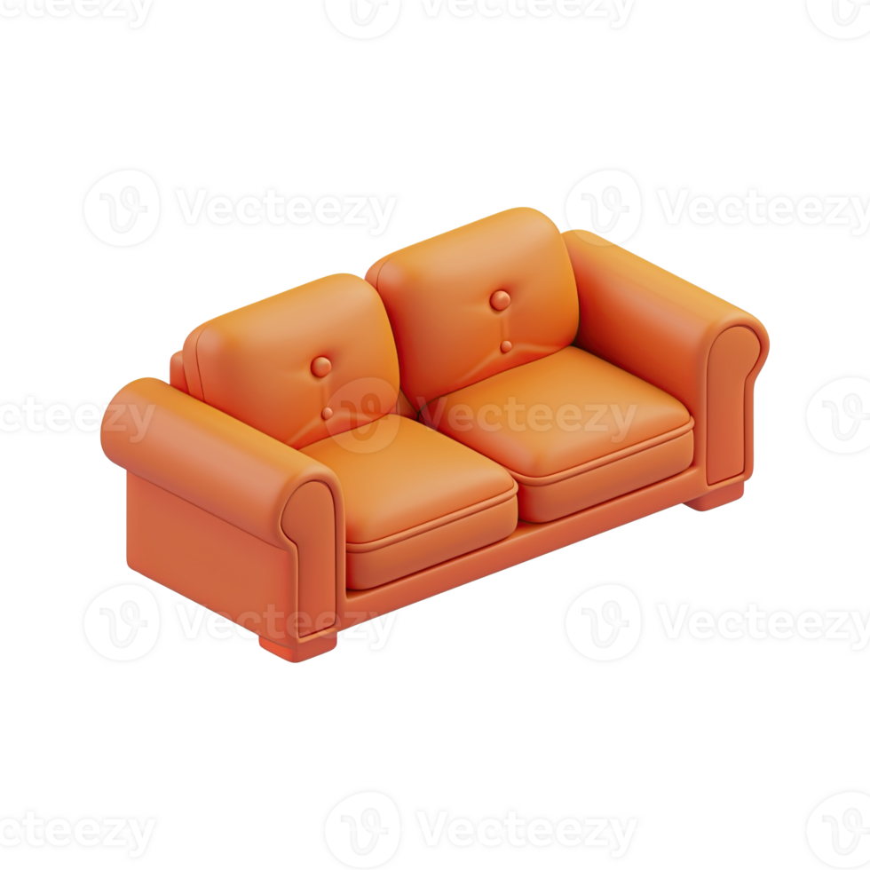 3D sofa icon set on transparent background. png