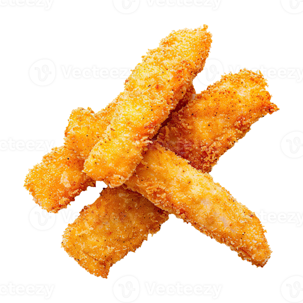 Delicious fish stick set on transparent background. png