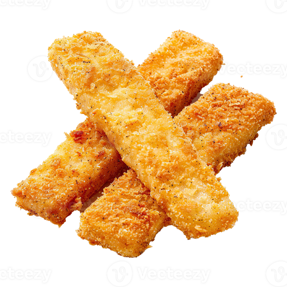 Delicious fish stick set on transparent background. png