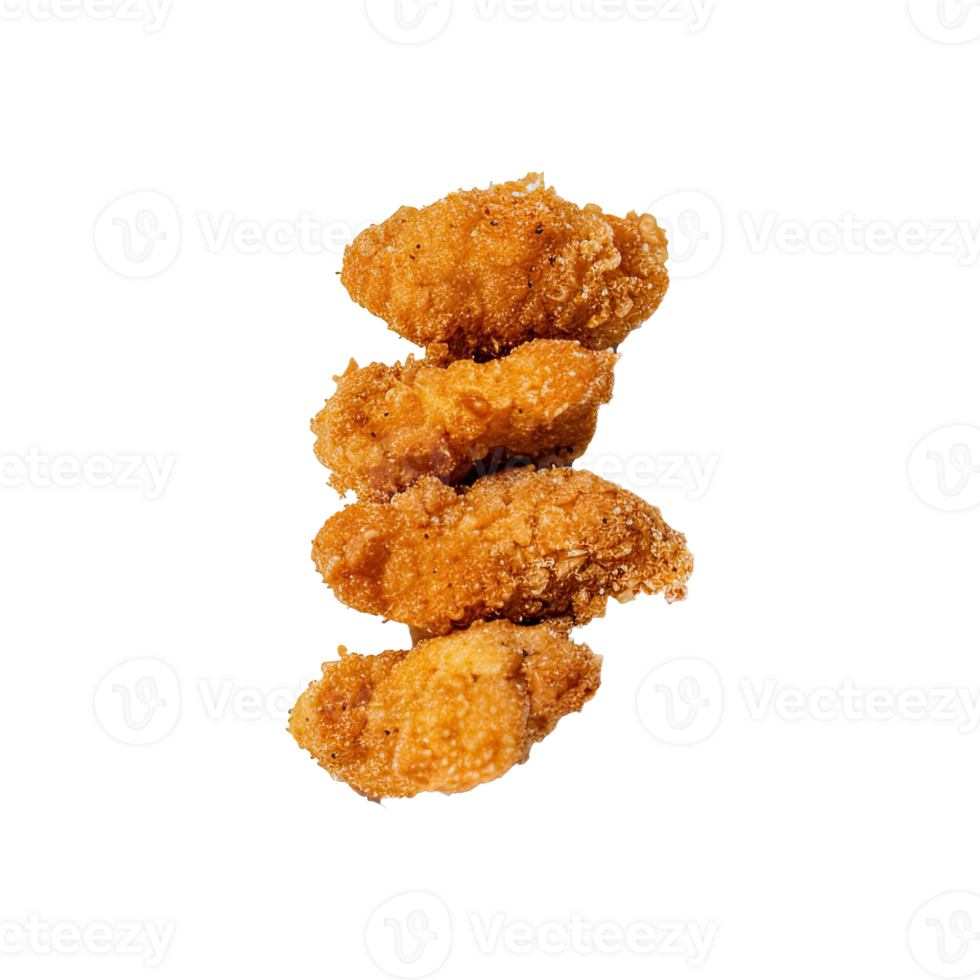 Set of delicious chicken nugget on transparent background. png