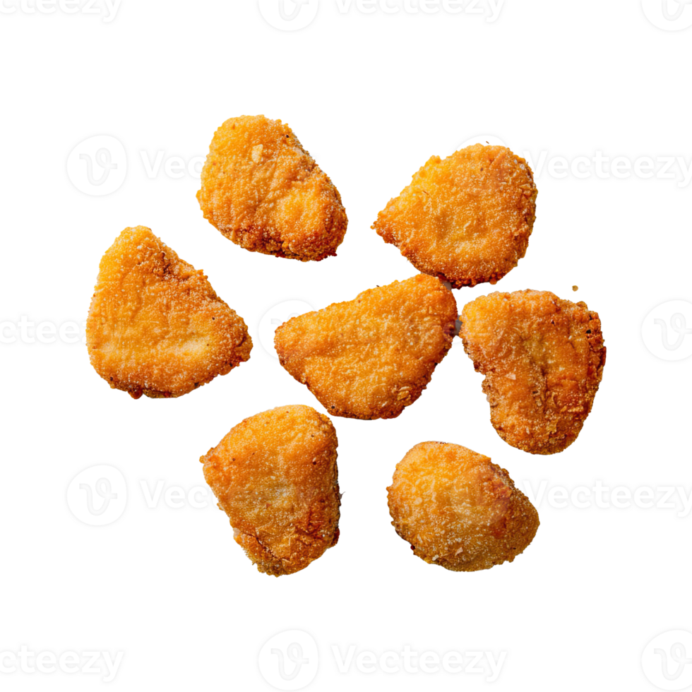 Set of delicious chicken nugget on transparent background. png