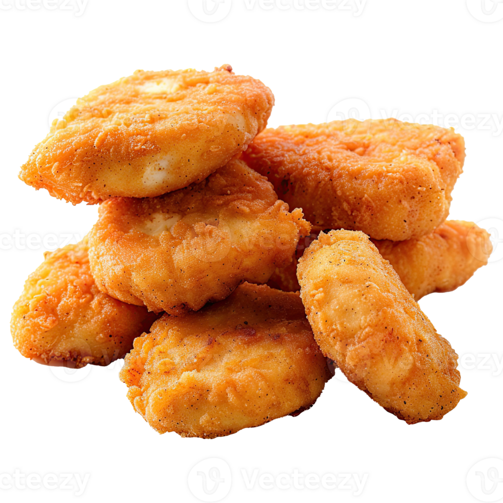Set of delicious chicken nugget on transparent background. png
