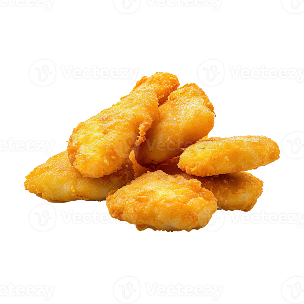 Set of delicious chicken nugget on transparent background. png