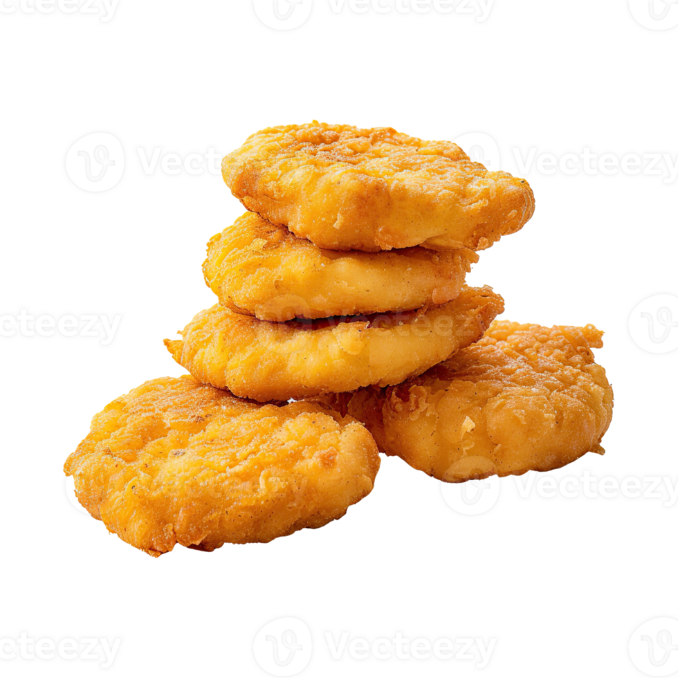 Set of delicious chicken nugget on transparent background. png