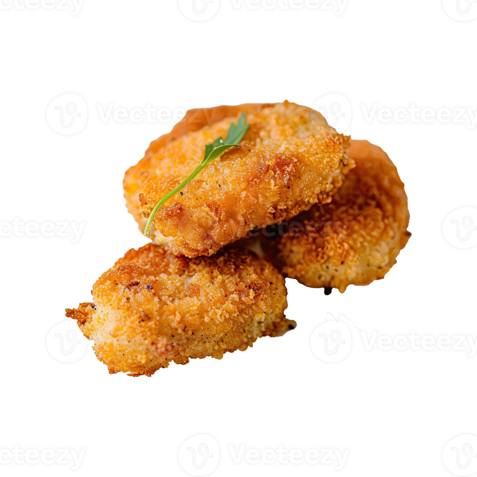Set of delicious chicken nugget on transparent background. png