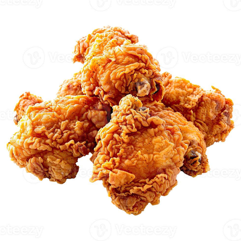 Fresh delicious fried chicken set on transparent background. png