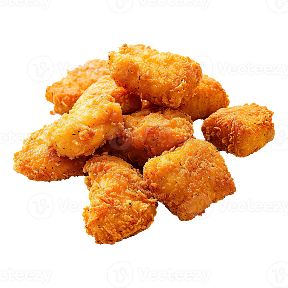 Set of delicious chicken nugget on transparent background. png