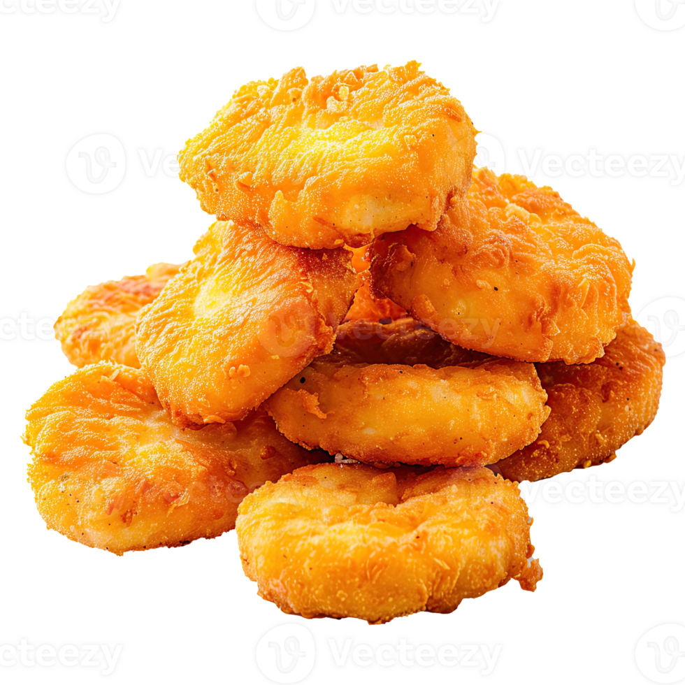 Set of delicious chicken nugget on transparent background. png
