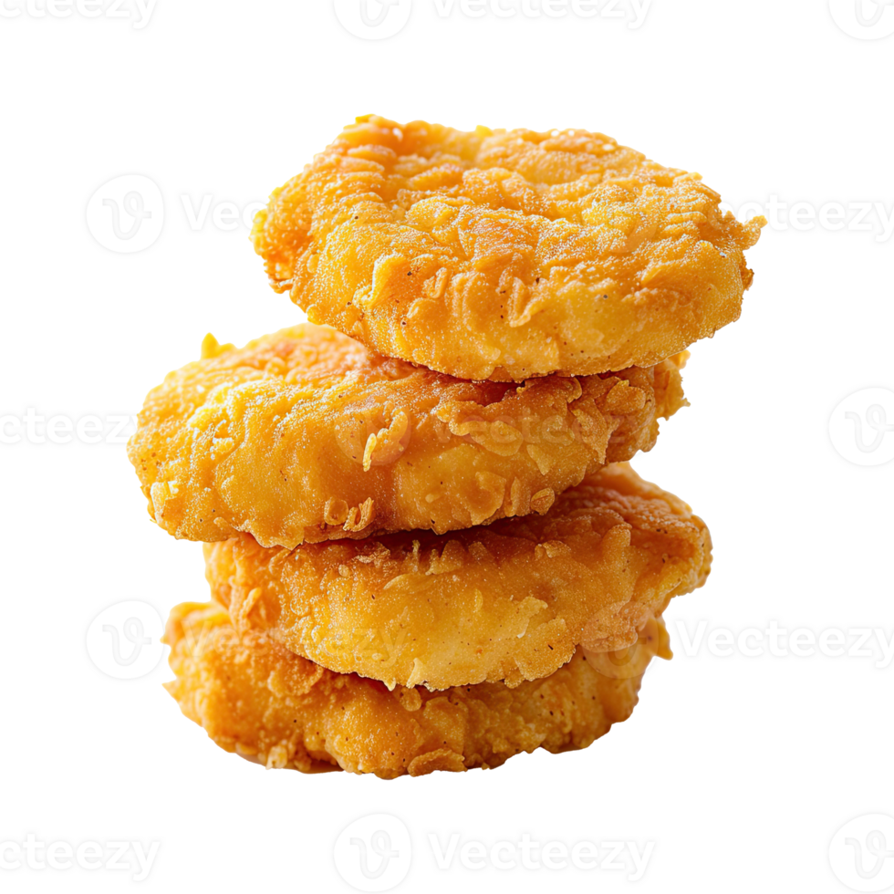 Set of delicious chicken nugget on transparent background. png