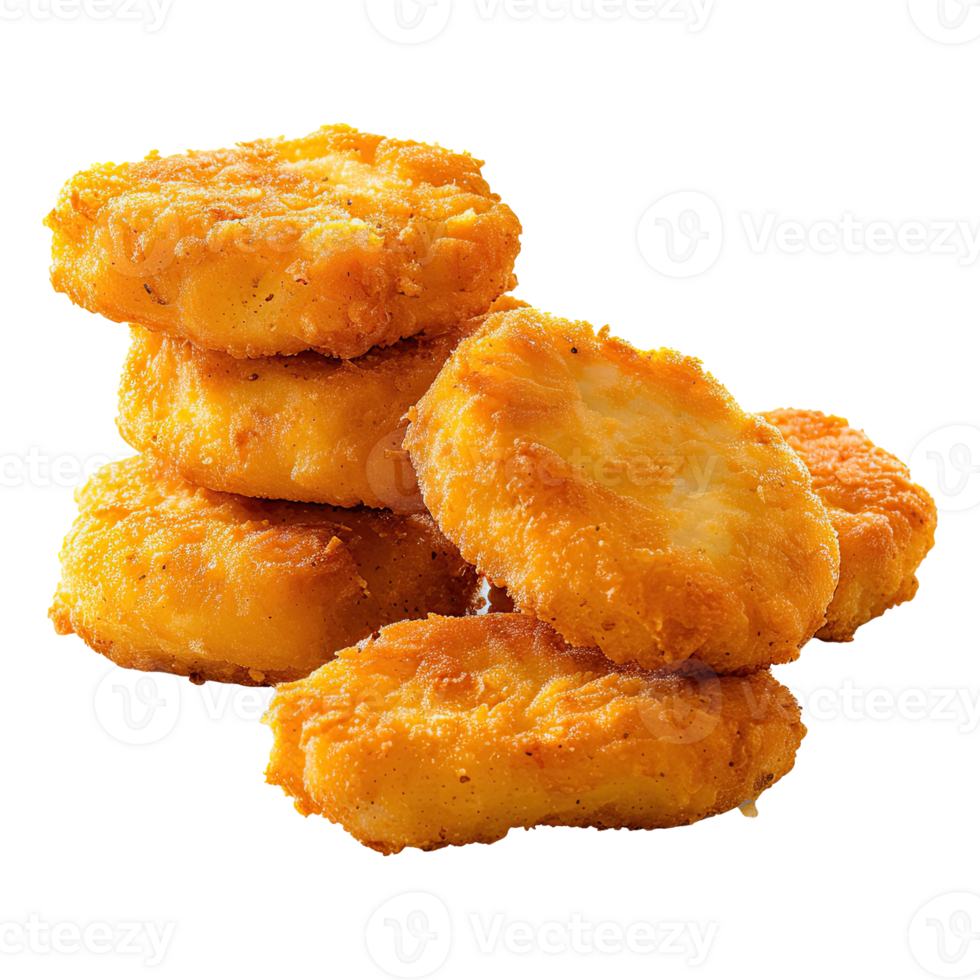 Set of delicious chicken nugget on transparent background. png