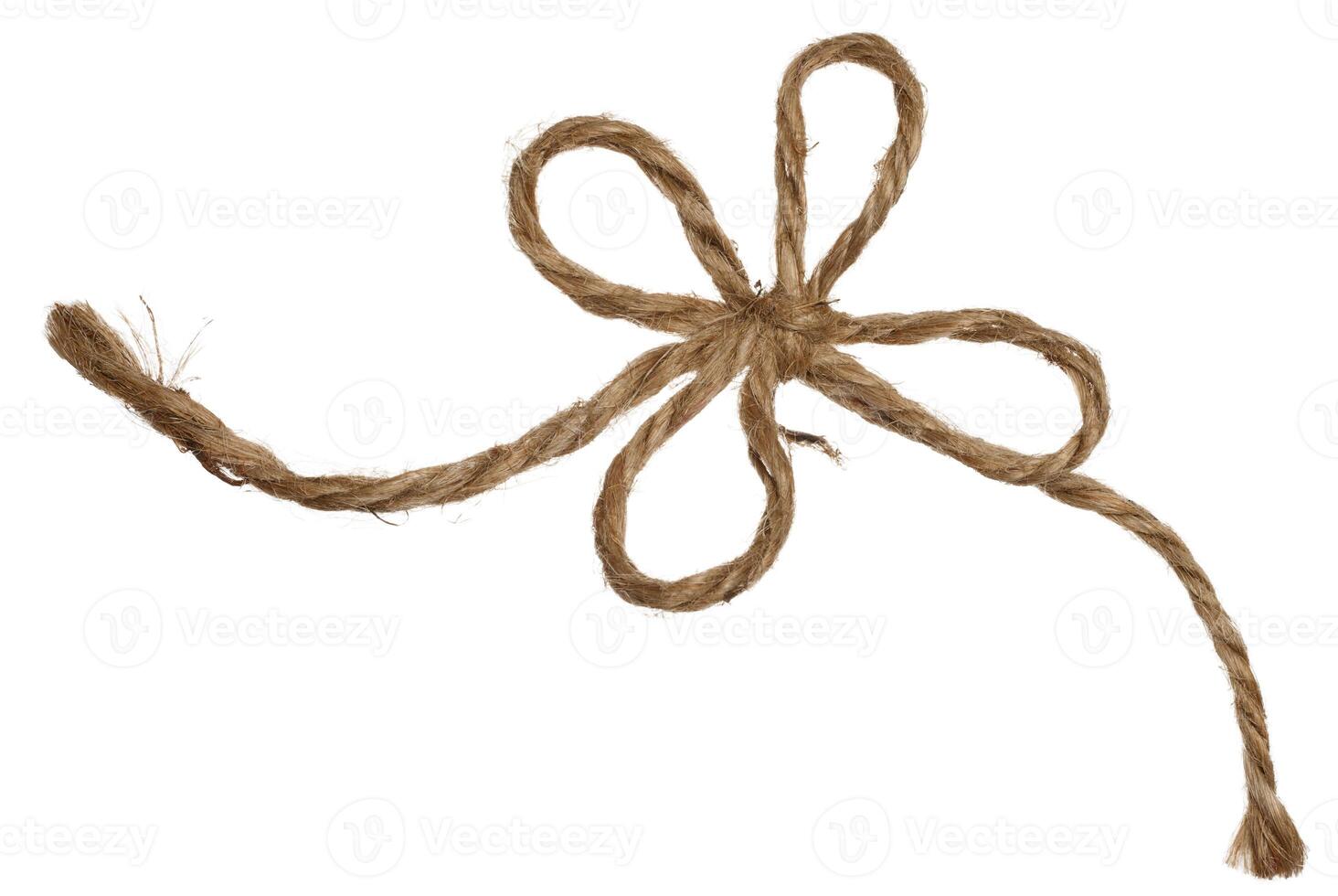 Brown jute rope tied in a bow on an isolated background photo