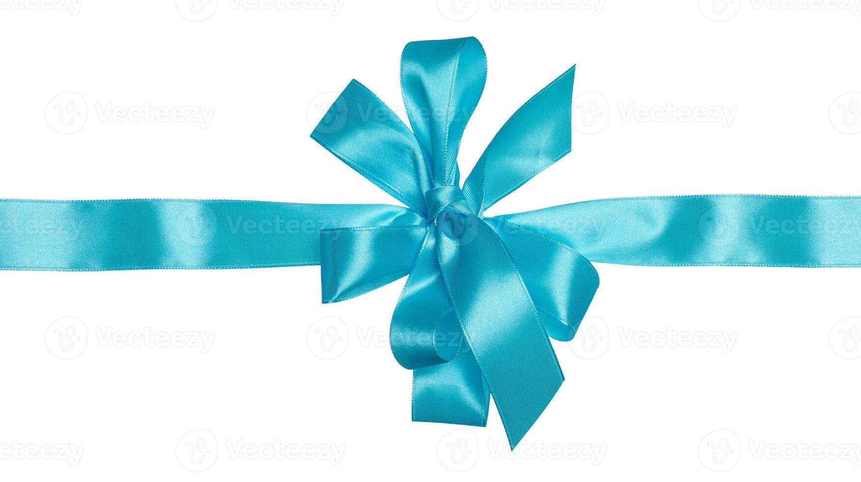 Tied silk ribbon in a bow on an isolated background, decor for a gift photo