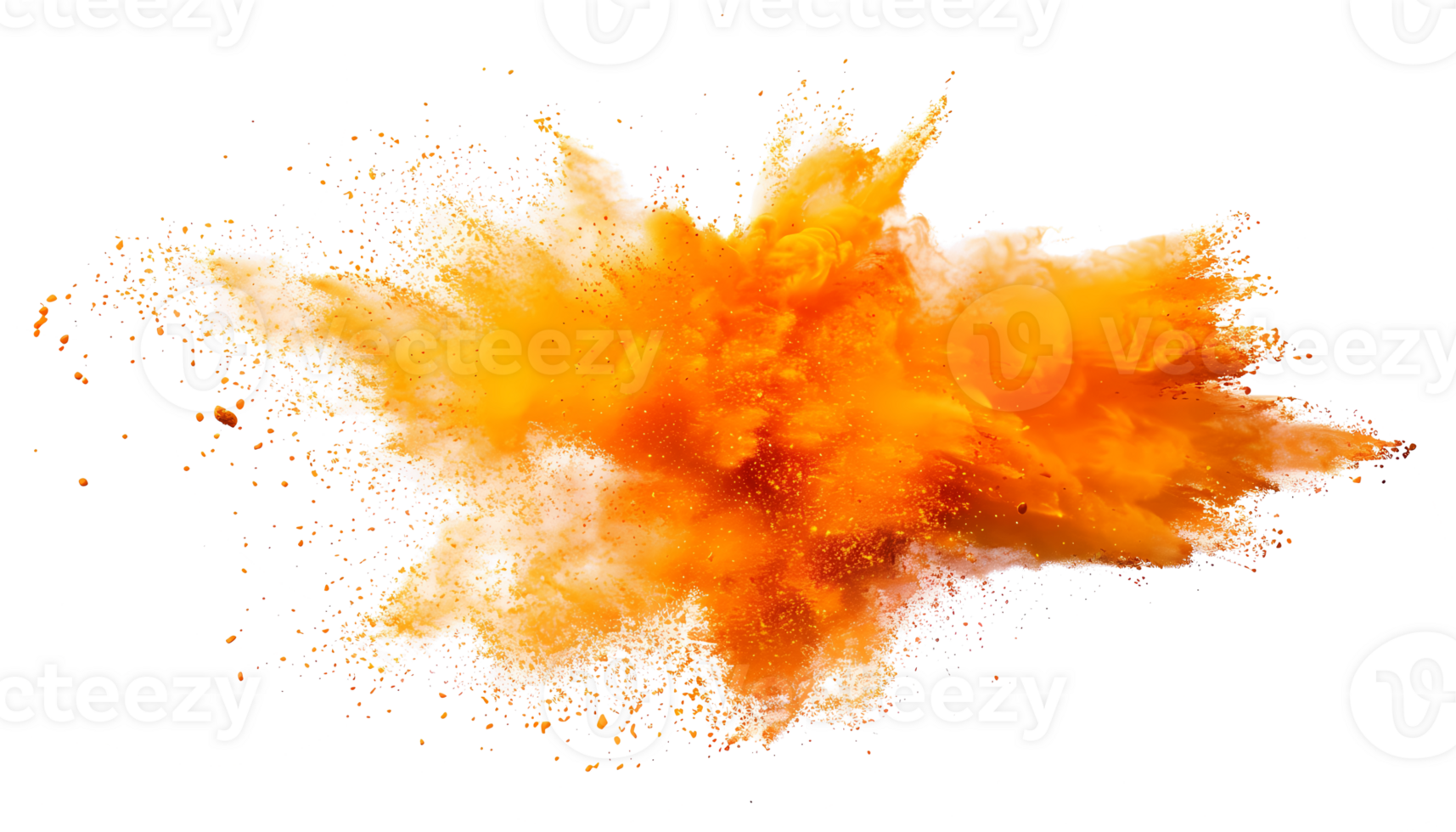 orange smoke powder explotion isolated on transparent background png