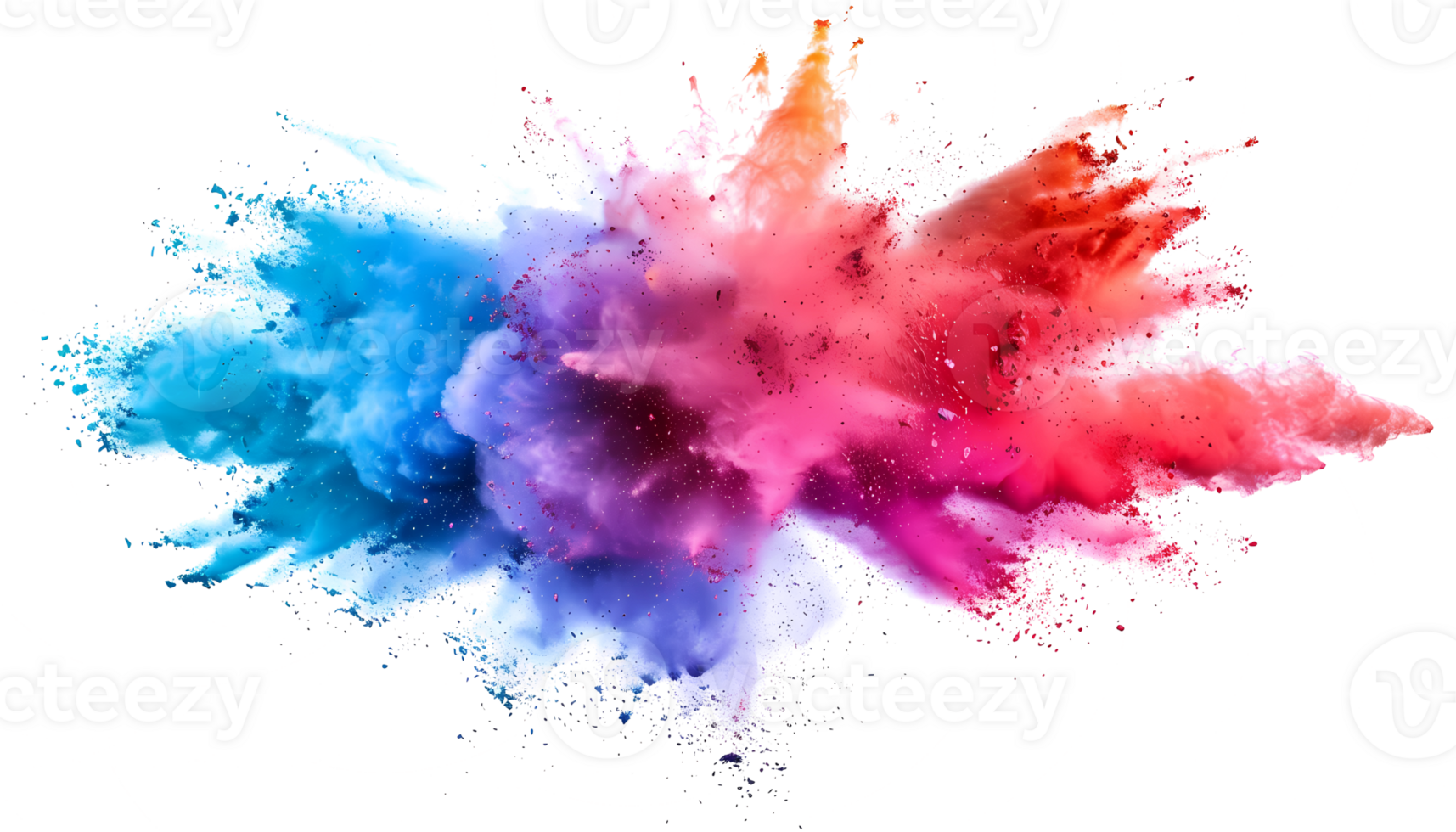 colorful smoke powder explotion isolated on transparent background png